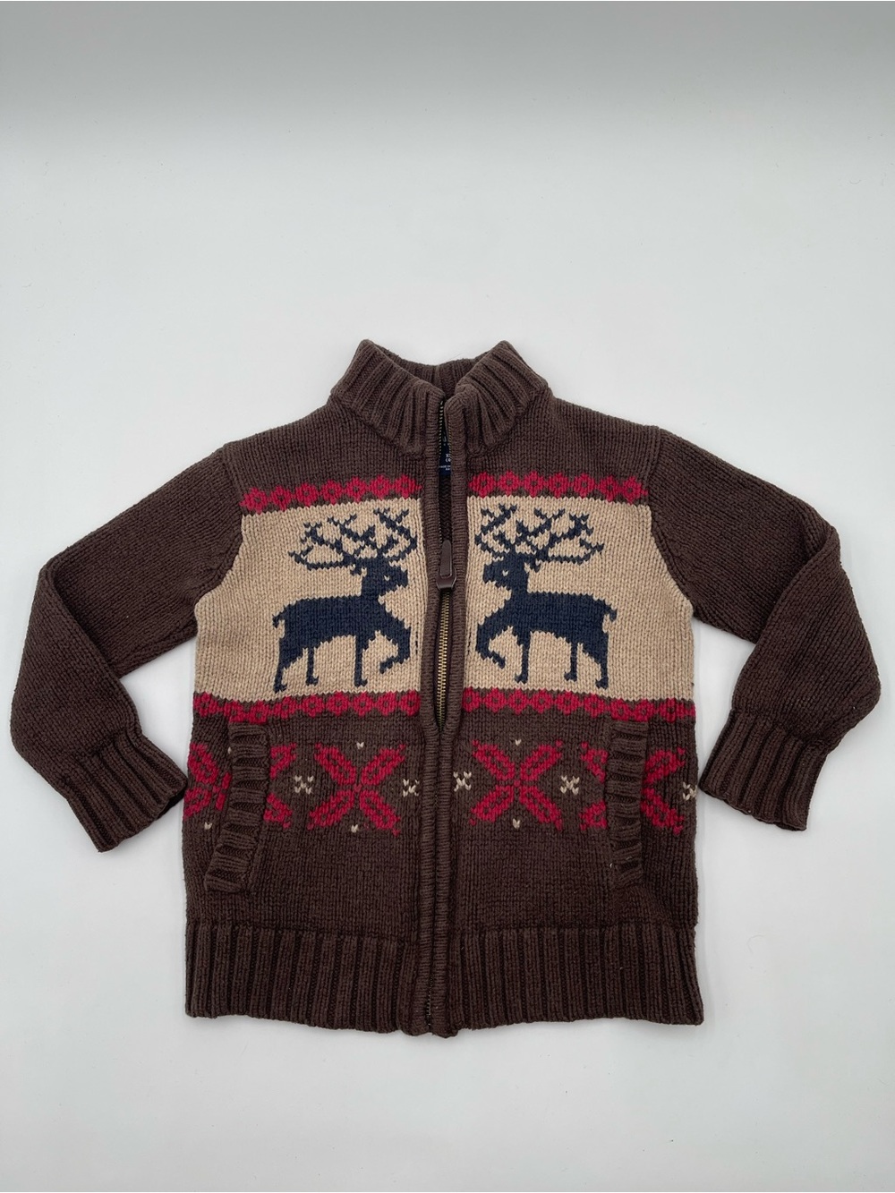 GAP Kids Cotton Reindeer Fair Isle Sweater Sz XS/S 4-7 Preppy Fall Y2K